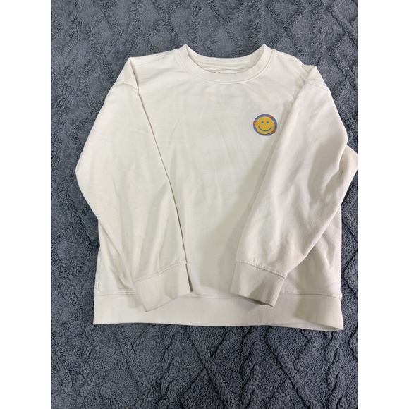 Cat & Jack Other - Cat Jack Smiley Face Sweatshirt Kids L (10/12) Beige Long Sleeve Crewneck